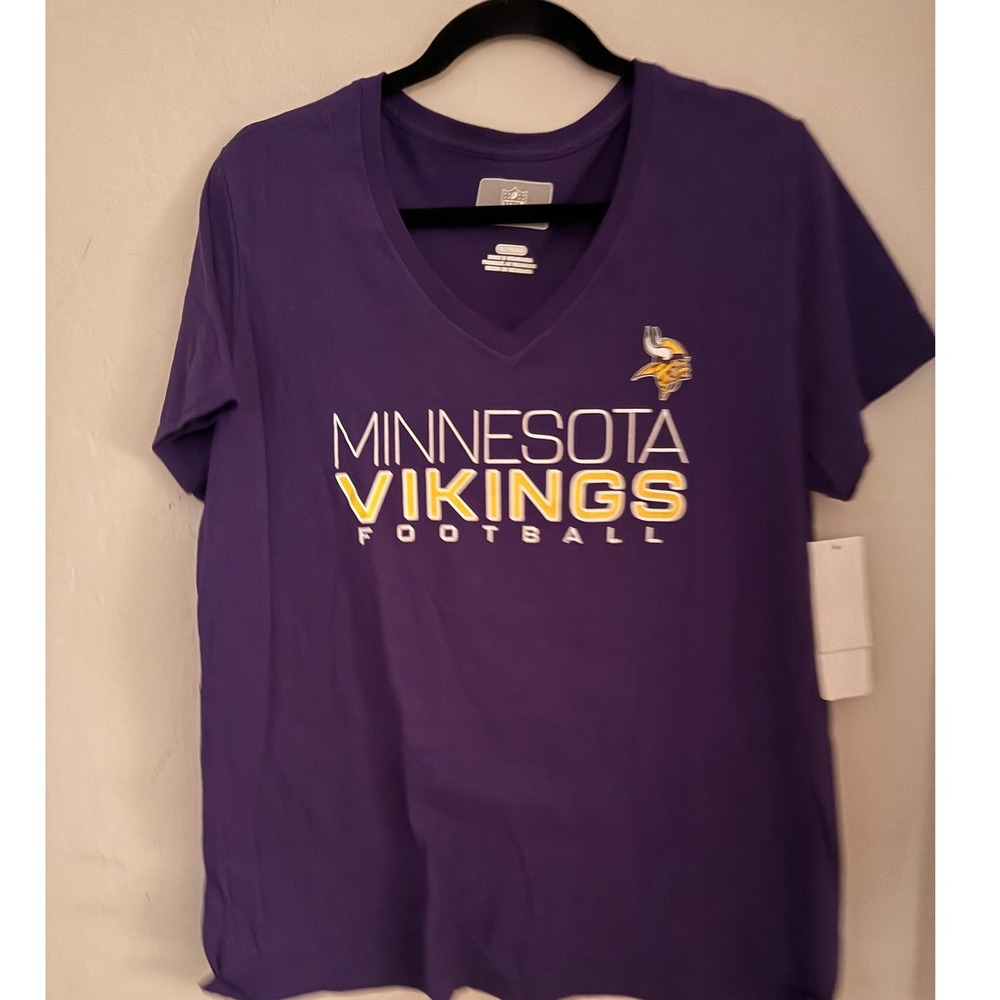 Women's NFL Team Apparel Minnesota Vikings Purple V-Neck T-Shirt Size XL NWT